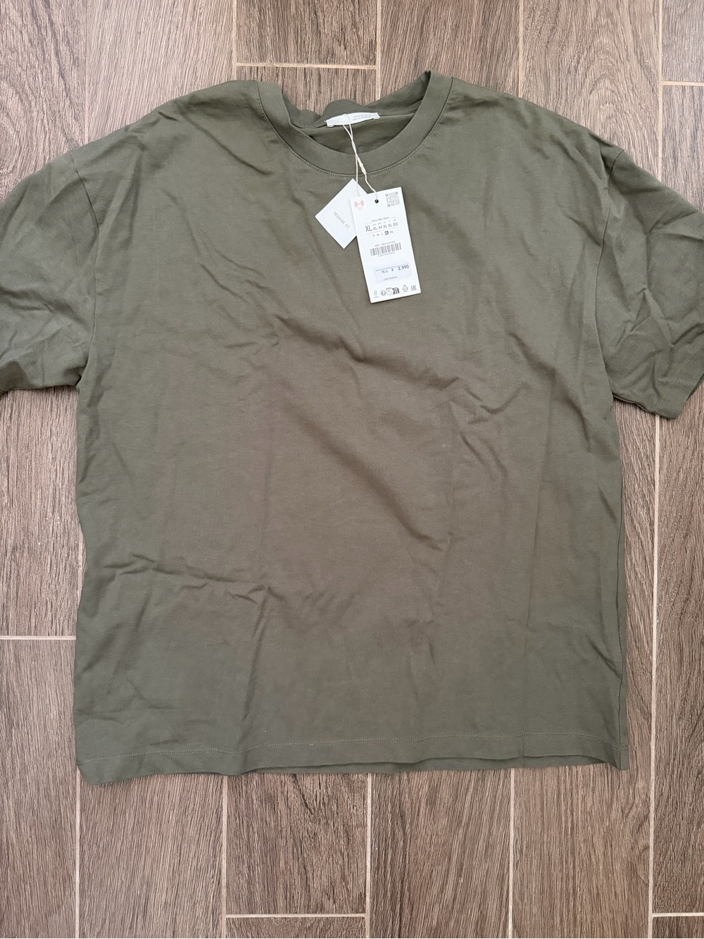 Zara Men's Classic Olive Crew Neck T-Shirt